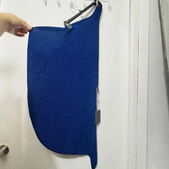 Metallic Glitter Sarong Wrap Mini Skirt Cobalt Blue Sz XS 4 Festival Rave Event - Picture 6 of 7